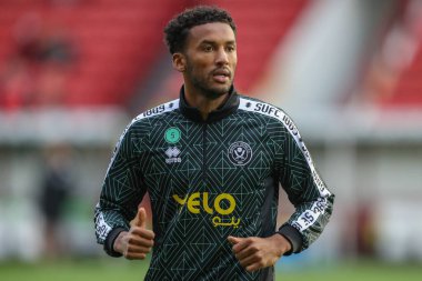 Sheffield United 'dan Auston Trusty Carabao Kupası maçında ısınma turunda Barnsley-Sheffield United' a karşı Oakwell, Barnsley, Birleşik Krallık, 27 Ağustos 2024