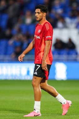 Maç öncesi ısınma öncesinde Fulham 'dan Ral Jimnez Carabao Kupası karşılaşmasında Birmingham City, Birmingham' a karşı St Andrews, Birmingham, Birleşik Krallık, 27 Ağustos 2024