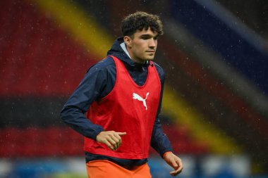 Blackpool 'dan Kyle Joseph, Carabao Kupası karşılaşması öncesinde Blackburn Rovers ile Ewood Park, Blackburn, Birleşik Krallık' ta oynanan karşılaşma öncesi ısınma maçında, 27 Ağustos 2024