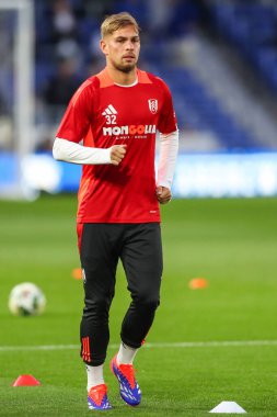 Emile Smith Rowe of Fulham during the pre-game warm up ahead of the Carabao Cup match Birmingham City vs Fulham at St Andrews, Birmingham, United Kingdom, 27th August 2024 clipart