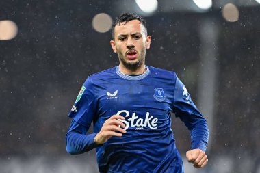 Everton 'dan Dwight McNeil Carabao Kupası maçı sırasında Everton, Doncaster Rovers' a karşı Goodison Park, Liverpool, Birleşik Krallık, 27 Ağustos 2024