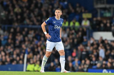 Everton 'dan Vitaliy Mykolenko Carabao Kupası maçında Everton, Doncaster Rovers' a karşı Goodison Park, Liverpool, Birleşik Krallık, 27 Ağustos 2024