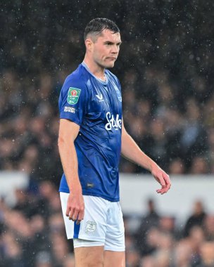 Everton 'dan Michael Keane Carabao Kupası maçı sırasında Everton, Doncaster Rovers' a karşı Goodison Park, Liverpool, Birleşik Krallık, 27 Ağustos 2024