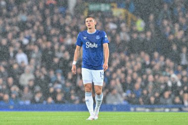 Everton 'dan Vitaliy Mykolenko Carabao Kupası maçında Everton, Doncaster Rovers' a karşı Goodison Park, Liverpool, Birleşik Krallık, 27 Ağustos 2024