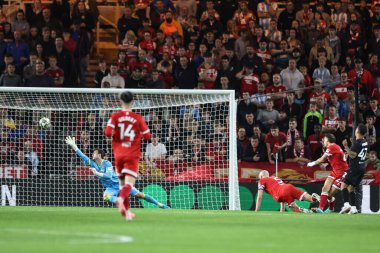 Million Manhoef of Stoke City scores to make it 0-4 during the Carabao Cup match Middlesbrough vs Stoke City at Riverside Stadium, Middlesbrough, United Kingdom, 27th August 2024 clipart