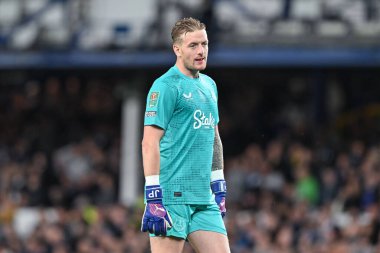 Everton 'dan Jordan Pickford Carabao Kupası maçı sırasında Everton, Doncaster Rovers' a karşı Goodison Park, Liverpool, Birleşik Krallık, 27 Ağustos 2024