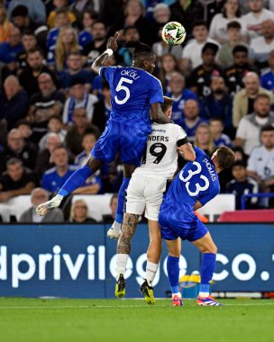 Leicester City 'den Caleb OKOLI, 27 Ağustos 2024' te Leicester, Birleşik Krallık 'taki King Power Stadyumu' nda Leicester City - Tranmere Rovers maçında Tranmere Rovers 'ın Luke NORRIS maçında topu kazandı.