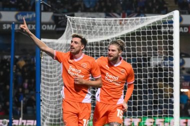 Blackpool 'dan Jake Beesley, 27 Ağustos 2024' te Blackburn, İngiltere 'deki Blackburn Park' ta oynanan Blackburn Rovers-Blackpool Carabao Kupası maçında 1-1 kazanma hedefini kutluyor.