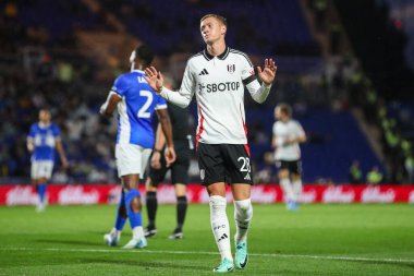 Fulham 'dan Jay Stansfield, 27 Ağustos 2024' te St Andrews, Birmingham, Birleşik Krallık 'ta oynanan Carabao Kupası maçında 0-2' lik galibiyetini kutluyor.