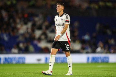 Carabao Kupası karşılaşmasında Fulham 'dan Jorge Cuenca, Birmingham City' ye karşı St Andrews, Birmingham, Birleşik Krallık, 27 Ağustos 2024