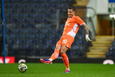 Oliver Casey of Blackpool passes the ball during the Carabao Cup match Blackburn Rovers vs Blackpool at Ewood Park, Blackburn, United Kingdom, 27th August 202 clipart