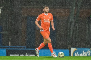 Matthew Pennington of Blackpool in action during the Carabao Cup match Blackburn Rovers vs Blackpool at Ewood Park, Blackburn, United Kingdom, 27th August 202 clipart