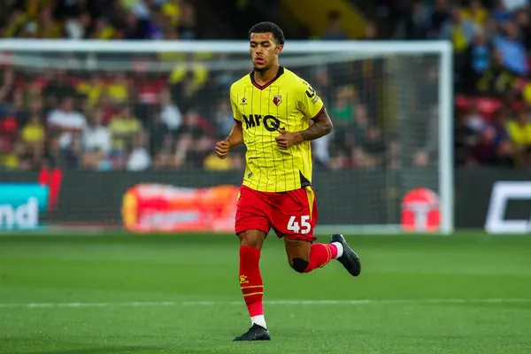 stock image Ryan Andrews of Watford in action during the Carabao Cup match Watford vs Plymouth Argyle at Vicarage Road, Watford, United Kingdom, 27th August 2024