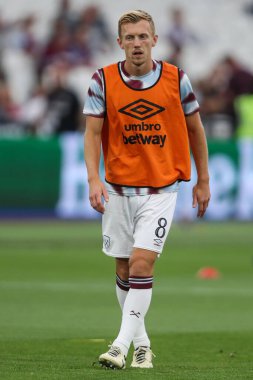 James Ward-Prowse of West Ham United during the pre-game warmup ahead of the Carabao Cup match West Ham United vs Bournemouth at London Stadium, London, United Kingdom, 28th August 2024 clipart