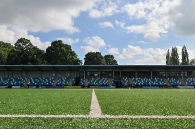 UEFA Konferans Ligi karşılaşması öncesinde Park Hall Stadyumu 'nun genel görüntüsü The New Saints vs FK Panevys, Park Hall Stadyumu, Oswestry, Birleşik Krallık, 29 Ağustos 2024