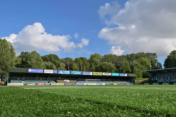 UEFA Konferans Ligi karşılaşması öncesinde Park Hall Stadyumu 'nun genel görüntüsü The New Saints vs FK Panevys, Park Hall Stadyumu, Oswestry, Birleşik Krallık, 29 Ağustos 2024