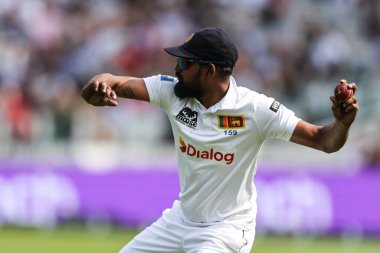 Prabath Jayasuriya of Sri Lanka fields the ball during the England v Sri Lanka 2nd Rothesay Test Match Day 2 at Lords, London, United Kingdom, 30th August 2024 clipart