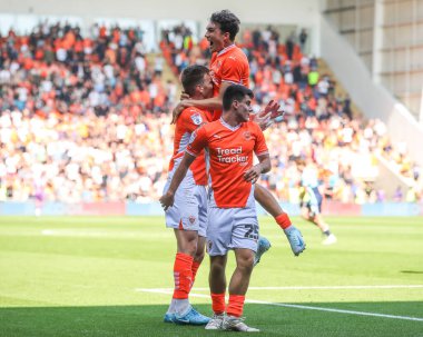 Blackpool 'dan Kyle Joseph, 31 Ağustos 2024' te Bloomfield Road, Blackpool 'da oynanan Blackpool-Wycombe Wanderers maçında 1-1' lik galibiyetini kutluyor.