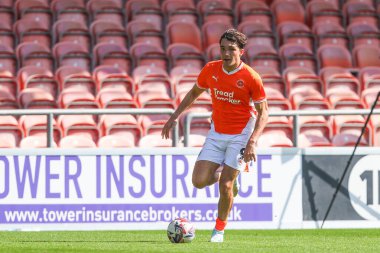 Kyle Joseph of Blackpool breaks with the ball during the Sky Bet League 1 match Blackpool vs Wycombe Wanderers at Bloomfield Road, Blackpool, United Kingdom, 31st August 2024 clipart