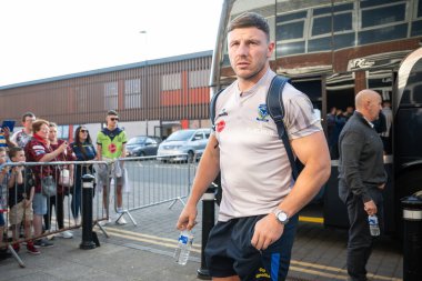 Warrington Wolves 'tan George Williams, 30 Ağustos 2024' te Leigh Spor Köyü 'nde oynanan 24. Betfred Süper Lig karşılaşması Leigh Leopards - Warrington Wolves maçından önce geldi.