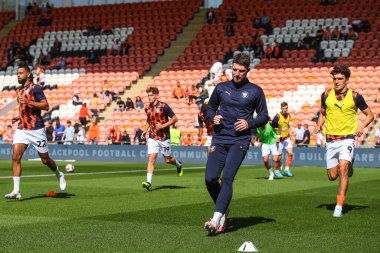 Blackpool oyuncuları, 31 Ağustos 2024 'te Bloomfield Road, Blackpool' da oynanan Blackpool-Wycombe Wanderers maçı öncesinde oynanan maç öncesi ısınma maçında...