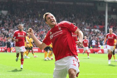 Nottingham Ormanı 'ndan Chris Wood, İngiltere' nin Nottingham şehrinde 31 Ağustos 2024 'te oynanan Premier League maçında Nottingham Forest, Wolverhampton Wanderers' a karşı 1-0 'lık galibiyet golünü kutluyor.