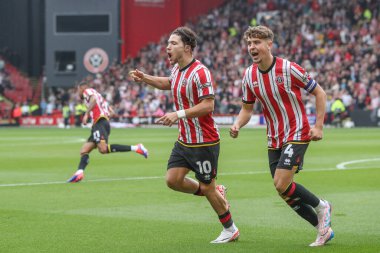 Sheffield United takımından Callum O 'Hare, 1 Eylül 2024' te Bramall Lane, Sheffield, İngiltere 'de oynanan Sky Bet Şampiyonası maçında 1-0' lık galibiyetini kutluyor.