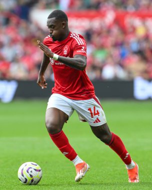 Callum Hudson-Odoi of Nottingham Forest makes a break with the ball  during the Premier League match Nottingham Forest vs Wolverhampton Wanderers at City Ground, Nottingham, United Kingdom, 31st August 2024 clipart