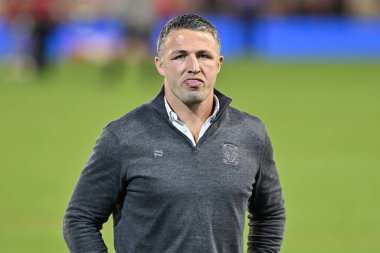 Sam Burgess Warrington Wolves 'un baş antrenörü 24. Betfred Süper Lig karşılaşmasında Leigh Leopards' a karşı Warrington Wolves Leigh Spor Köyü, Leigh, İngiltere, 30 Ağustos 2024