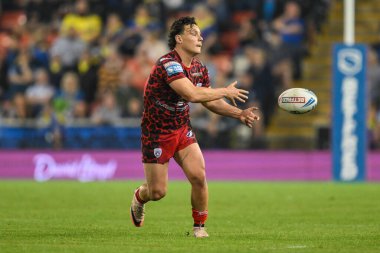 Leigh Leoparları 'ndan Lachlan Lam, 30 Ağustos 2024' te Leigh Spor Köyü 'nde oynanan 24. Betfred Süper Lig karşılaşmasında Leigh Leopards' a karşı Warrington Wolves maçına çıktı.