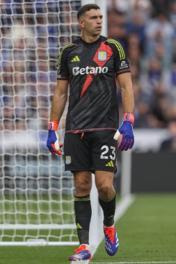 Aston Villa 'dan Emiliano Martnez Premier Lig karşılaşmasında Leicester City, King Power Stadyumu' nda Aston Villa 'ya karşı, 31 Ağustos 2024