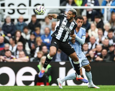 Newcastle United 'dan Joelinton ve Tottenham Hotspur' dan Brennan Johnson Premier Lig karşılaşmasında Newcastle United Tottenham Hotspur 'a karşı 1 Eylül 2024' te St. James 's Park, Newcastle, İngiltere' de mücadele ettiler.