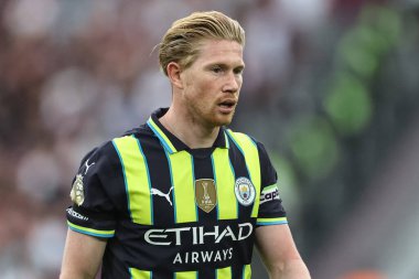 Premier Lig maçında Manchester City 'ye karşı Londra Stadyumu' nda oynanan West Ham United maçı sırasında Manchester City 'den Kevin De Bruyne, 31 Ağustos 2024
