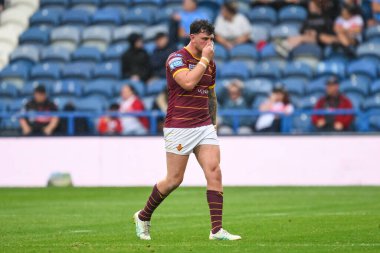 Fenton Rogers of Huddersfield Giants ileaves the field after he is given the red card by Referee Aaron Moore during the Betfred Super League Round 24 match Huddersfield Giants vs St Helens at John Smith's Stadium, Huddersfield, UK, 1st Sep 2024 clipart