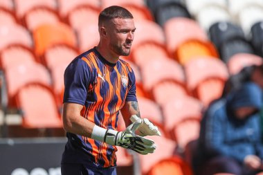 Blackpool 'dan Richard O' Donnell, 31 Ağustos 2024 'te Bloomfield Road, Blackpool, İngiltere' de oynanan Blackpool-Wycombe Wanderers maçında, Sky Bet Lig 1 'in önündeki ısınma maçında...
