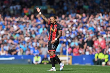 Bournemouth 'dan Justin Kluivert, 31 Ağustos 2024' te Goodison Park, Liverpool 'da oynanan Premier League maçında hakem Stuart Attwell' e itiraz etti.