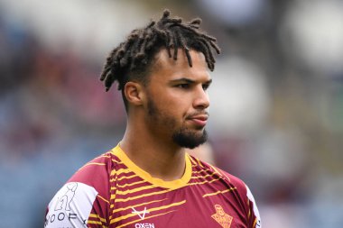 Hugo Salabio of Huddersfield Giants during pre match warm up ahead of the Betfred Super League Round 24 match Huddersfield Giants vs St Helens at John Smith's Stadium, Huddersfield, United Kingdom, 1st September 2024 clipart