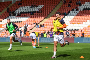 Blackpool 'dan Rob Apter, 31 Ağustos 2024' te Bloomfield Road, Blackpool 'da oynanan Blackpool-Wycombe Wanderers maçının öncesinde oynanan maç öncesi ısınma maçında...
