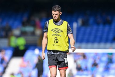 Bournemouth 'tan Ryan Christie, İngiltere' nin Liverpool kenti Goodison Park 'ta oynanan Everton-Bournemouth Premier League maçı öncesinde ısınıyor.