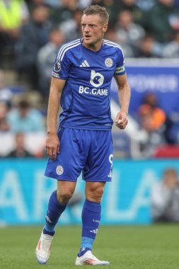 Leicester City 'den Jamie Vardy Premier League maçı sırasında Leicester City, Aston Villa' ya karşı King Power Stadyumu, Leicester, Birleşik Krallık, 31 Ağustos 2024