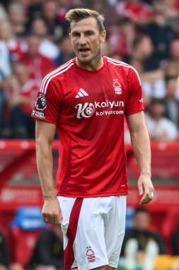 Nottingham Ormanı 'ndan Chris Wood Premier League maçı sırasında Nottingham Forest, Wolverhampton Wanderers' a karşı 31 Ağustos 2024 'te Nottingham, İngiltere' de oynandı.