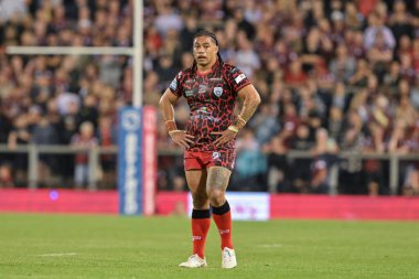 Leigh Leoparları 'ndan Tom Amone 24. Betfred Süper Lig karşılaşmasında Leigh Leopards' a karşı Warrington Wolves Leigh Spor Köyü, Leigh, İngiltere, 30 Ağustos 2024