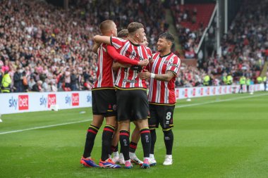 Sheffield United takımından Callum O 'Hare, 1 Eylül 2024' te Bramall Lane, Sheffield, İngiltere 'de oynanan Sky Bet Şampiyonası maçında 1-0' lık galibiyetini kutluyor.
