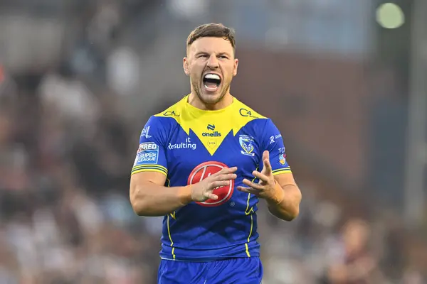 stock image George Williams of Warrington Wolves ahead of the Betfred Super League Round 24 match Leigh Leopards vs Warrington Wolves at Leigh Sports Village, Leigh, United Kingdom, 30th August 2024