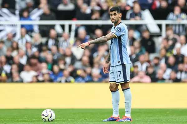 stock image Cristian Romero of Tottenham Hotspur gives his teammates instructions during the Premier League match Newcastle United vs Tottenham Hotspur at St. James's Park, Newcastle, United Kingdom, 1st September 2024