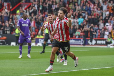 Sheffield United takımından Callum O 'Hare, 1 Eylül 2024' te Bramall Lane, Sheffield, İngiltere 'de oynanan Sky Bet Şampiyonası maçında 1-0' lık galibiyetini kutluyor.