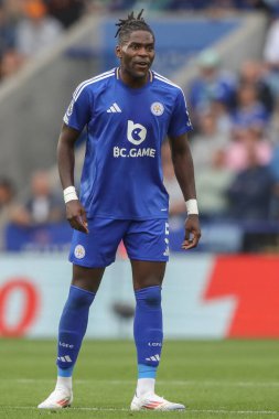 Leicester City 'den Caleb Okoli Premier Lig maçı sırasında Leicester City, Aston Villa' ya karşı King Power Stadyumu, Leicester, Birleşik Krallık 'ta 31 Ağustos 2024