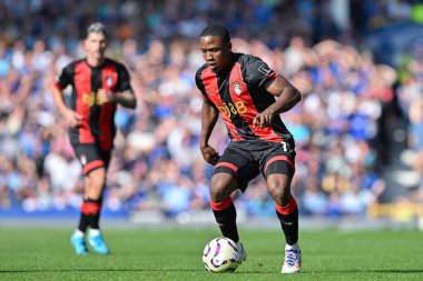 Bournemouth takımından Luis Sinisterra, 31 Ağustos 2024 'te Goodison Park, Liverpool, İngiltere' de oynanan Everton-Bournemouth Premier League maçı sırasında görev başında.
