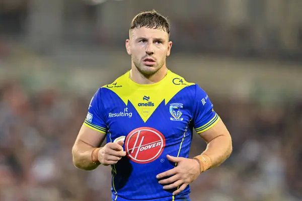 stock image George Williams of Warrington Wolves during the Betfred Super League Round 24 match Leigh Leopards vs Warrington Wolves at Leigh Sports Village, Leigh, United Kingdom, 30th August 2024