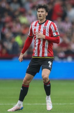 Sheffield United takımından Kieffer Moore 1 Eylül 2024 'te Sheffield United' a karşı Bramall Lane, Sheffield, İngiltere 'de oynanan maçta